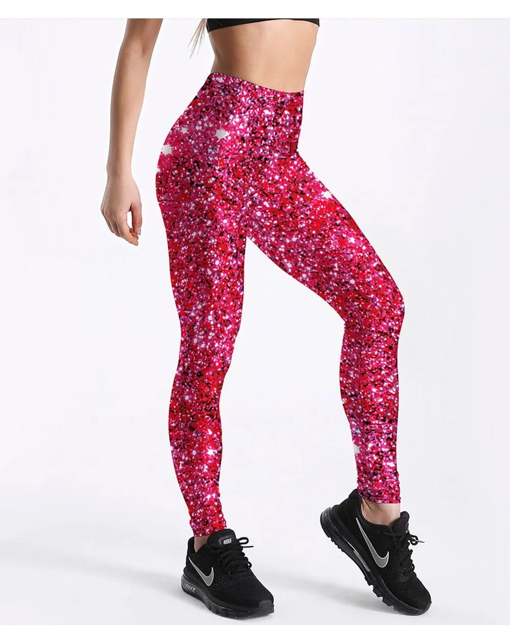 Women's Fashion Red Galaxy Printed Sports Fitness Leggings