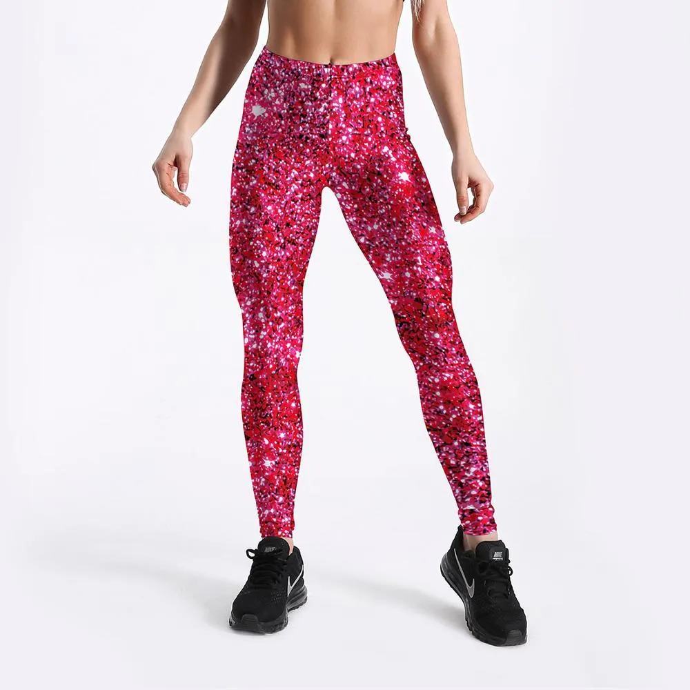 Women's Fashion Red Galaxy Printed Sports Fitness Leggings