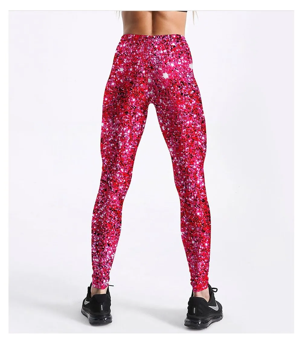 Women's Fashion Red Galaxy Printed Sports Fitness Leggings