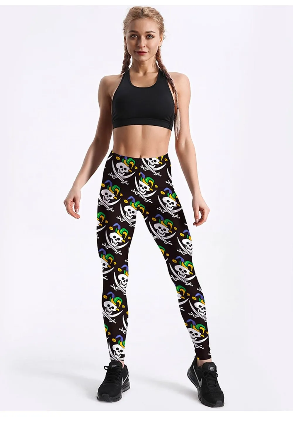 Women's Funny Skull Sword Evil Stitching Digital Print Leggings