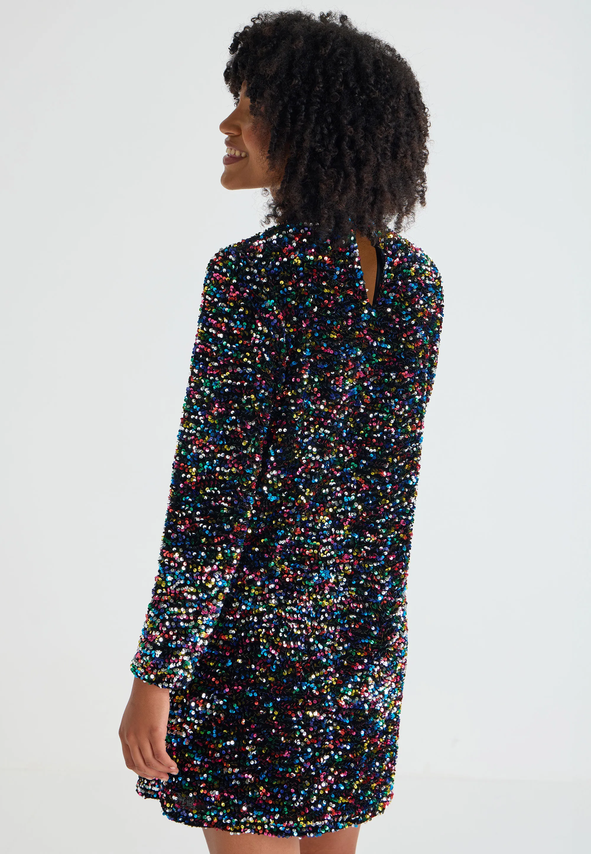 Womens Multicolour Sequin Shift Dress