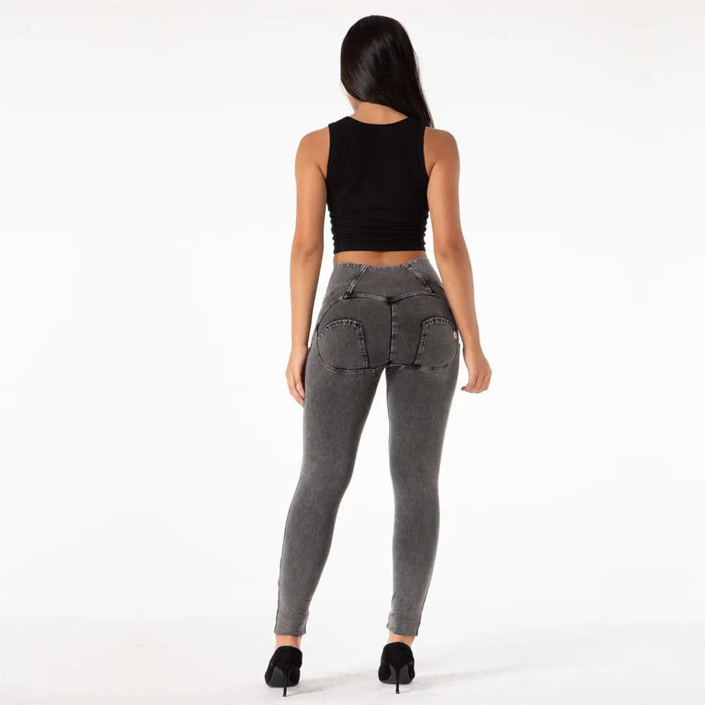 Women's Slim Fashion Gray High Waist Push-Up Pencil Yoga Workout Tights