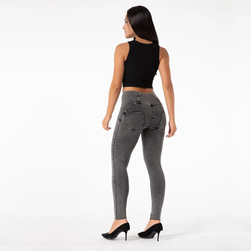 Women's Slim Fashion Gray High Waist Push-Up Pencil Yoga Workout Tights