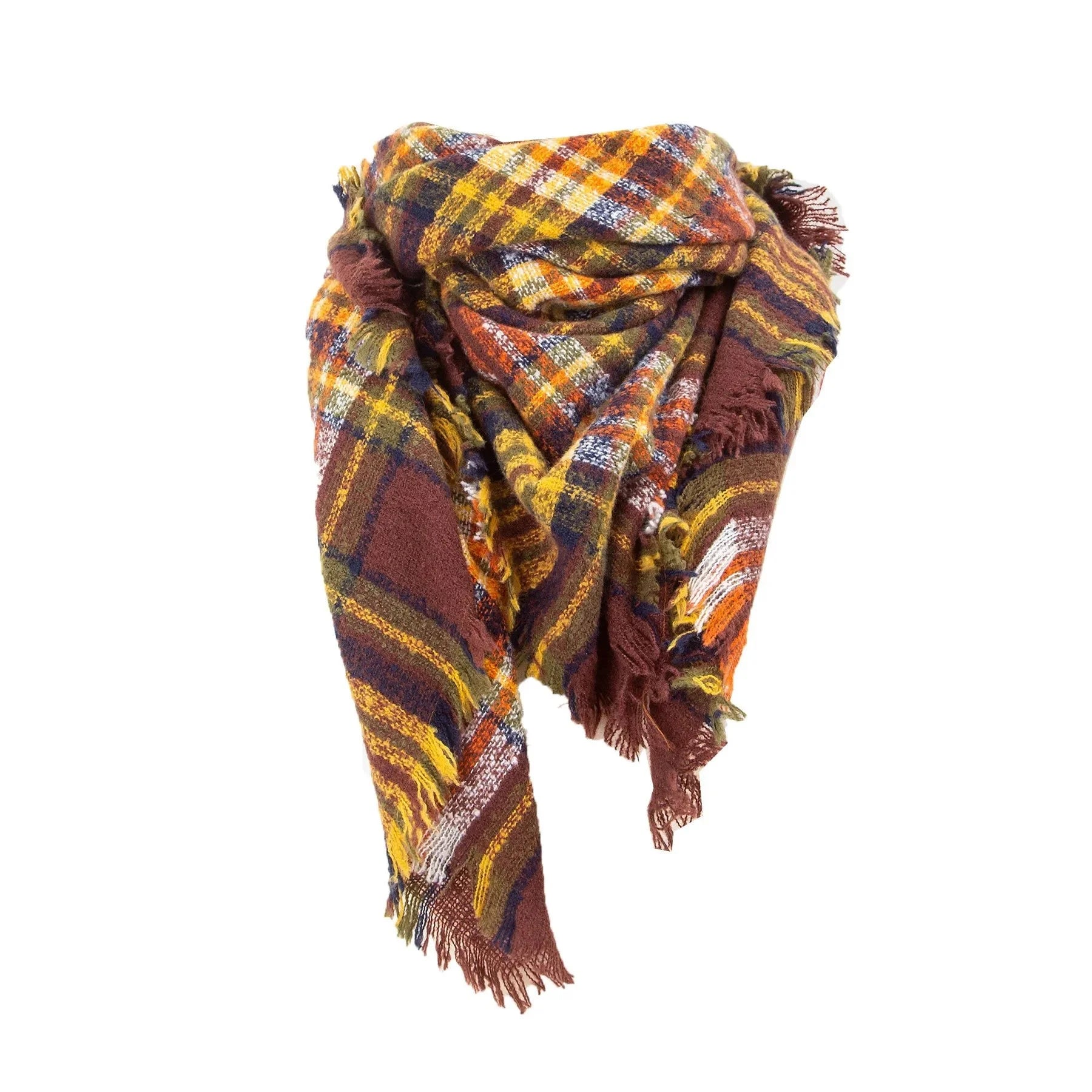 Women's Winter Luxury Knitted Plaid Pattern Warm Pashmina Shawl